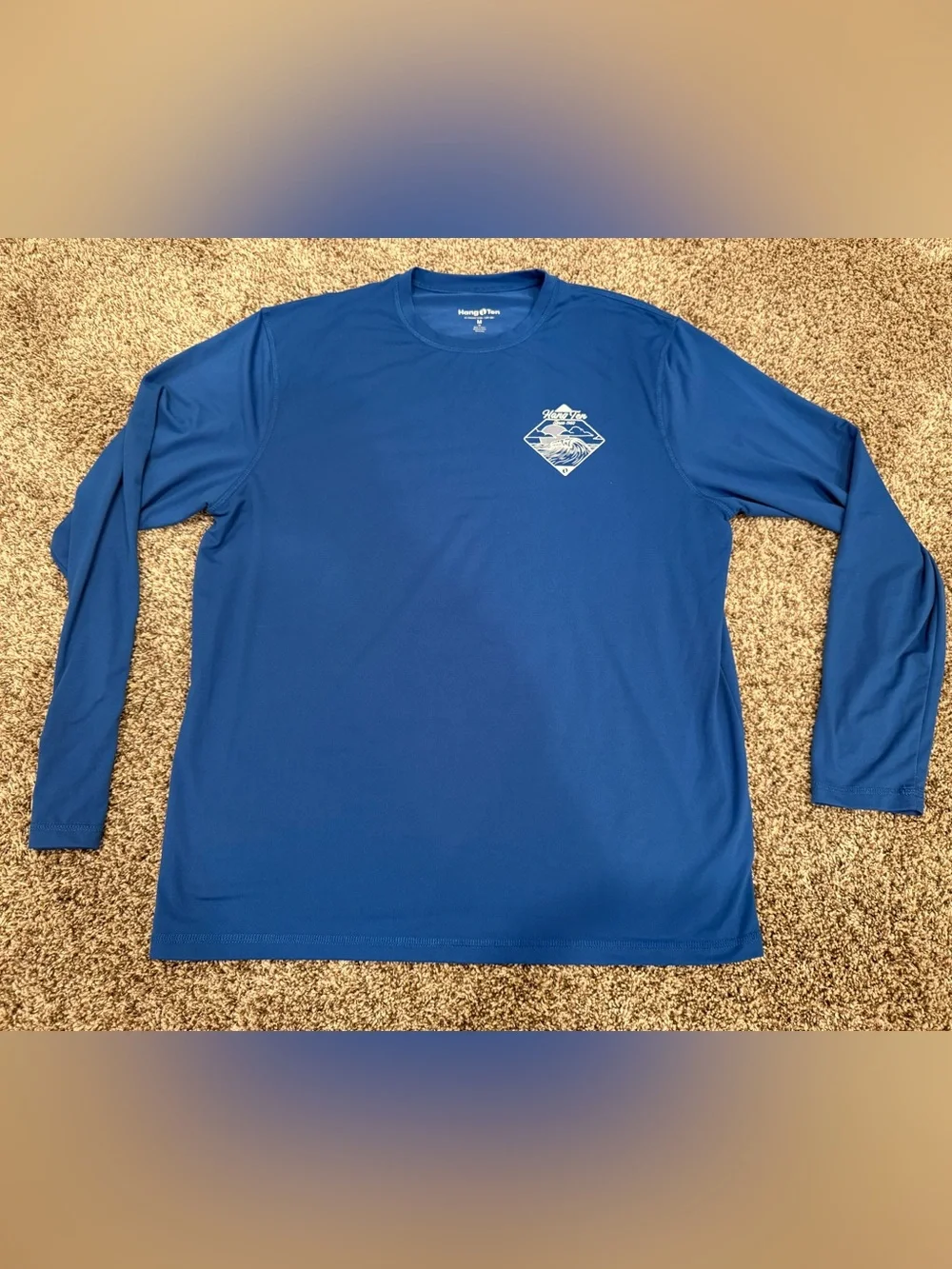 Hang Ten Royal Blue Long Sleeve Rash Guard with Chest Graphic